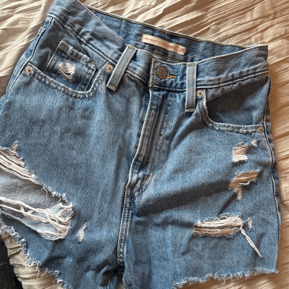 Levi's Light Blue Ripped Jean Shorts